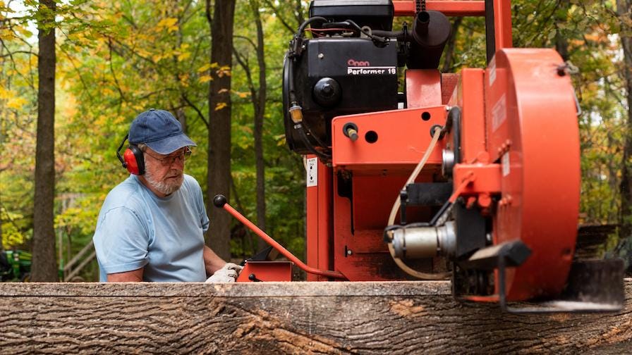 Ken's Wood-Mizer portable sawmill turns logs into lumber